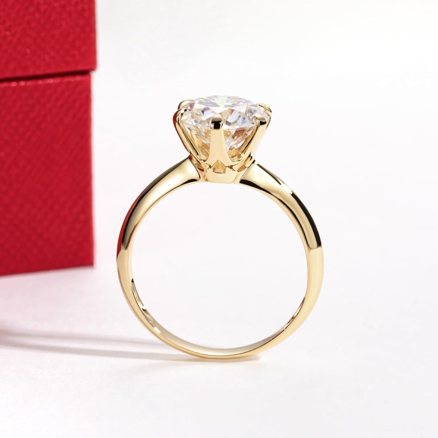 Solid 14K White Gold/Yellow Gold 1.5-3CT Moissanite Ring, 14K Real Gold Gift for Wedding, Engagement And Anniversary Promise Rings With Certificate