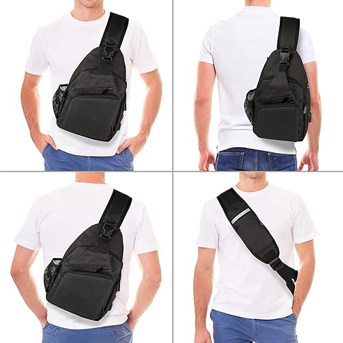 Miniatura 6 de Bolso bandolera  Mochila de hombro, bolsas de pecho, mochila cruzada para mujeres y hombres con puerto de carga USB
