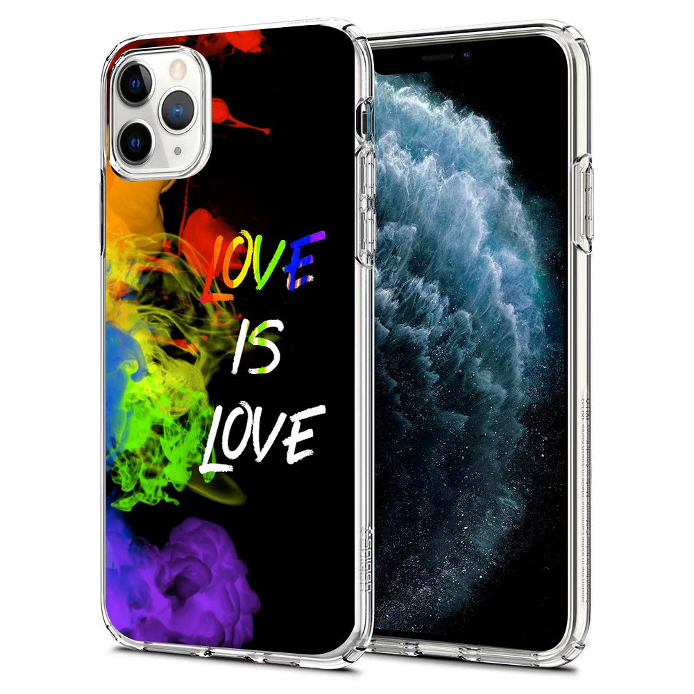 Cocomong for iPhone 11 Pro Case 5.8inch Gay Pride Theme Rainbow Colors Design Love is Love Flexible Soft TPU Ultra Thin Protective Black Phone Case for iPhone 11 Pro Anti-Scratch-Drop Shockproof