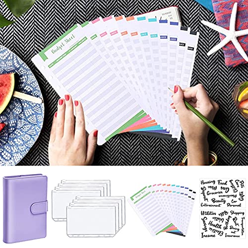 fdsfa A6 notitieboekmap, PU-leer, losse bladmappen, afdekking met 12 stuks doorzichtige kunststof vakken met… - Image 6