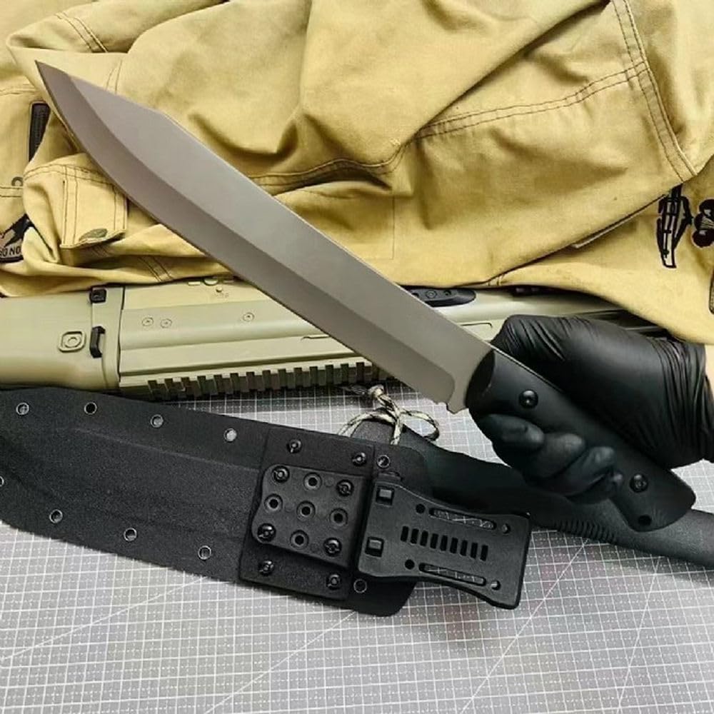 Generico TEERMA JN7 Coltello da caccia, coltello da campeggio - coltello di sopravvivenza a lama fissa forgiata in un pezzo, Per la caccia, la pesca, le avventure di sopravvivenza