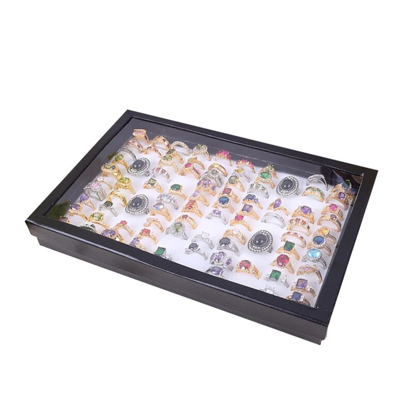 DNCG Caja organizadora de joyas, caja expositora de anillos de esponja, estuche protector de cartón for almacenamiento de joyas, escaparate, anillo, gemelos, bandeja de joyería