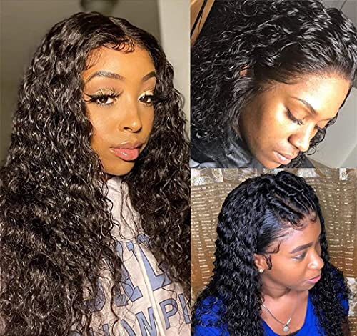 Natural Color Lace Front Wigs Human Hair for Black Women Brazilian Virgin Lace Frontal Human Hair Wigs Pre Plucked Wet and Wavy Lace Front Wigs Human Hair (20 Inch, 13x4 Water Wave Lace Front Wig)