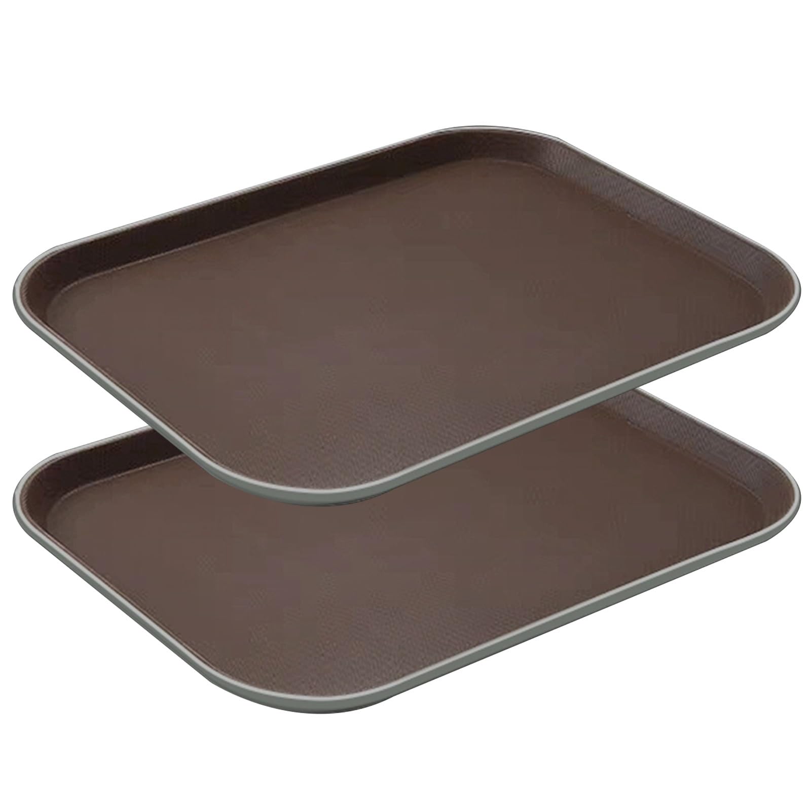 Juego de 2 Bandejas Plastico, Bandejas para Servir Comida, Textura Antideslizante, Ideales para Cafeterías y Restaurantes(41x56x2CM/16x22x0.7IN)