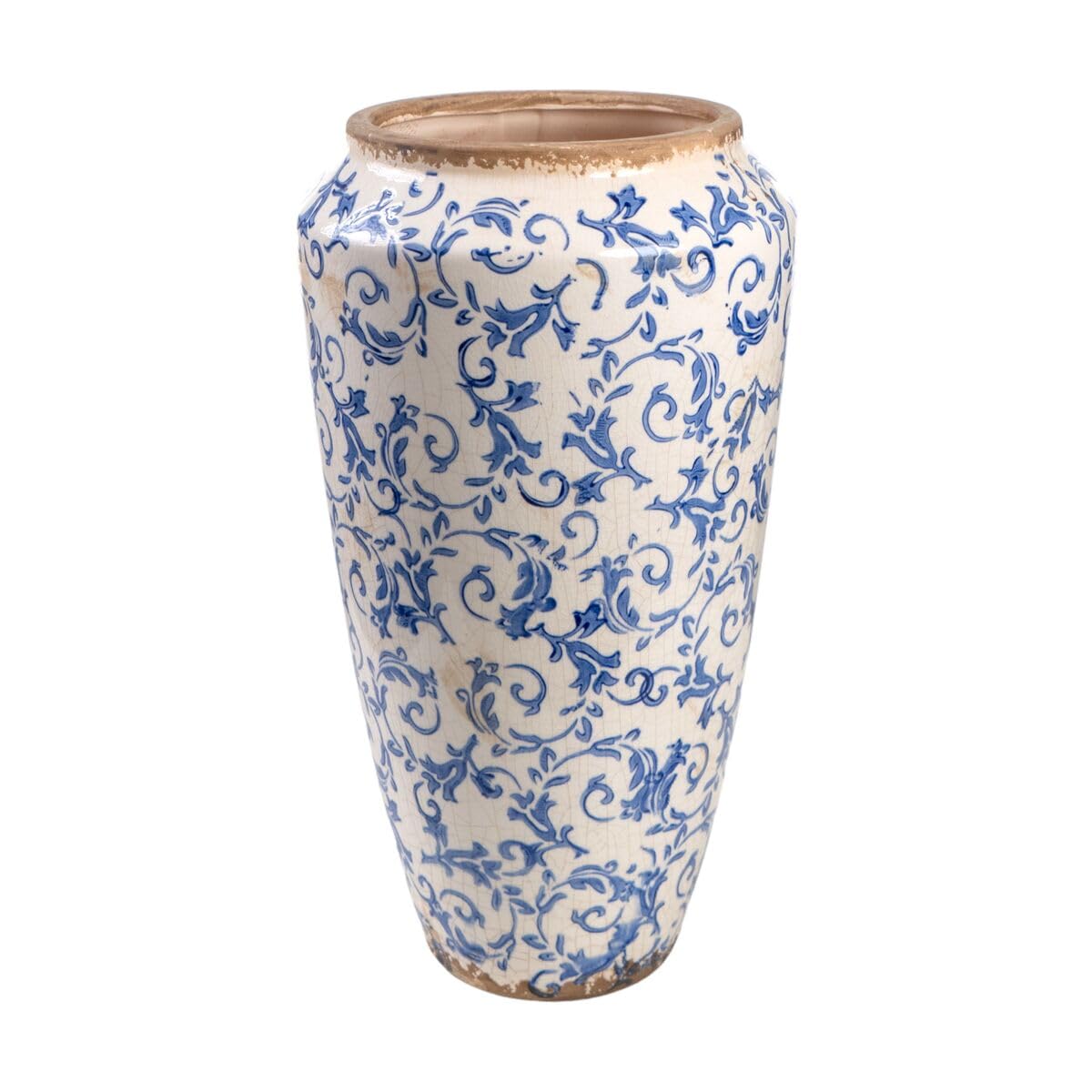 Romimex Vase Blue White Porcelain 21 x 37 x 21 cm with Handles