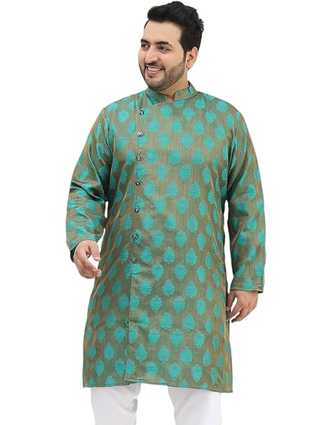 SOJANYA Plus(Since 1958) Men's Pure Cotton Kurta with White Embroidery