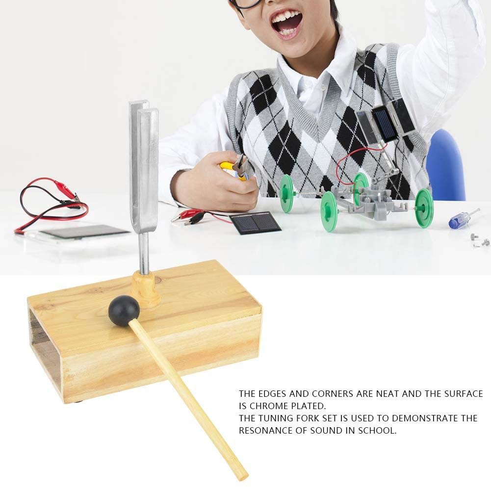 Walfront 440HZ Diapason Virbration Strumento Sperimentale con Cassa di Risonatore in Legno + Diapason Knockerd