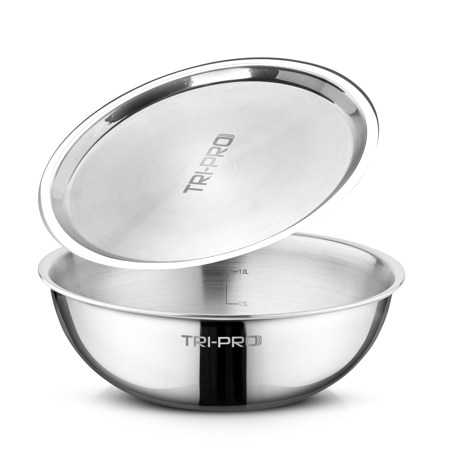 TriPro Tri-Ply Stainless Steel Cook and Serve 24cm (3L) Tasla/Tasra Kadai with Stainless Steel Lid, Less Oil Use, Healthy Cooking, Heavy Bottom, Easy to Clean - Induction and Gas Stove Ready