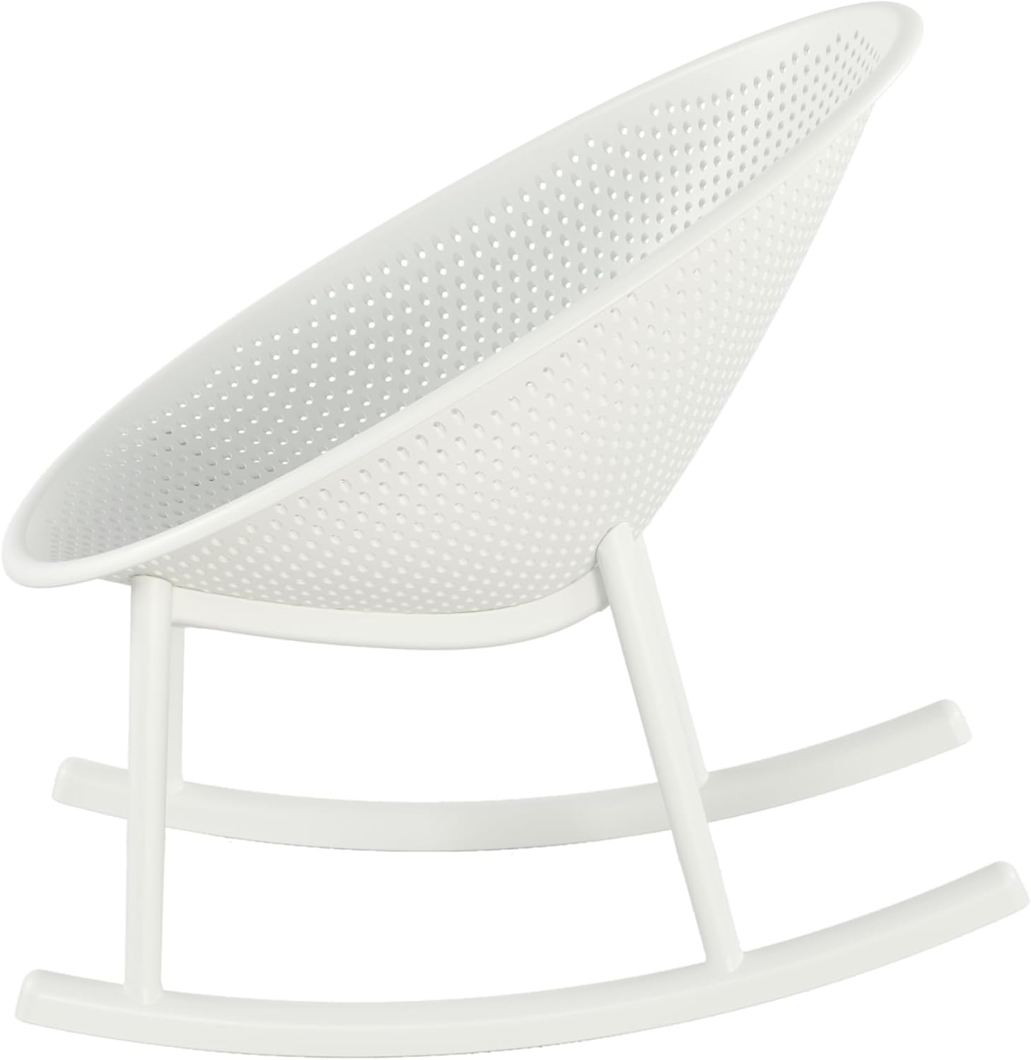 Christopher Knight Home Set of 2 Percy Patio Garden Modern Plastic Rocking Chairs, Egg-Shaped Chair with Rocking Function, Weather Resistant Polypropylene Resin, Outdoor Lounge Chair, White