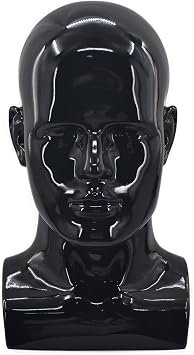 Male Mannequin Head Professional Manikin Head for Display Wigs Hats Headphone Mask Sunglasses Jewelry and Scravat Display Stand Black