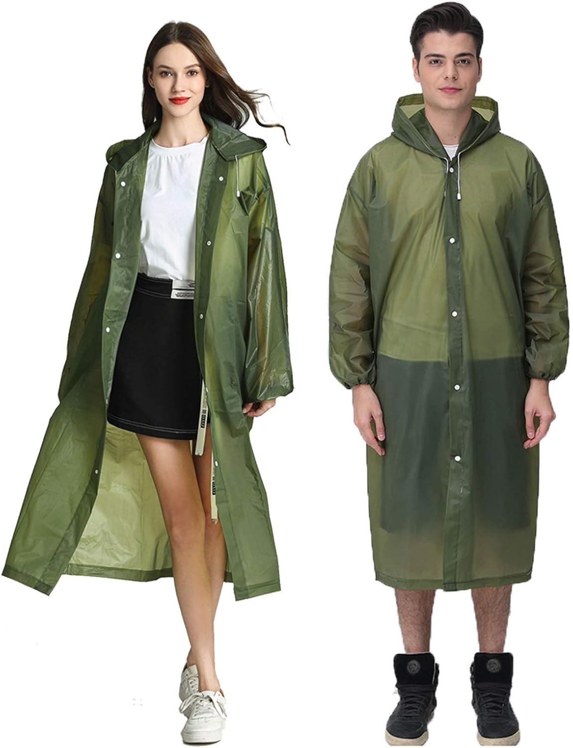 HLKZONE Raincoat, 2 Pack Rain Ponchos for Adults Travel Rain Jacket Packable Rain Coats for Women with Drawstring Hood