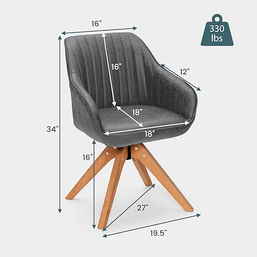 Miniatura 3 de GOFLAME Sillas de comedor giratorias 1 unidad silla lateral contemporánea con respaldo curvado reposabrazos patas de lana maciza sillas tapizadas de