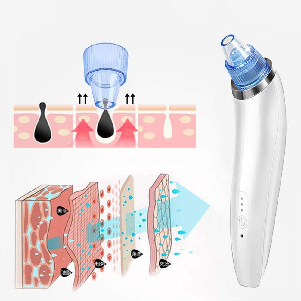 Cleaner Blackhead Remover de poros Vacío - Cable de vacío al vacío de Cara eléctrica Acné de la remoción de Cabezas Blancas de acné con 4 Cabezales de succión
