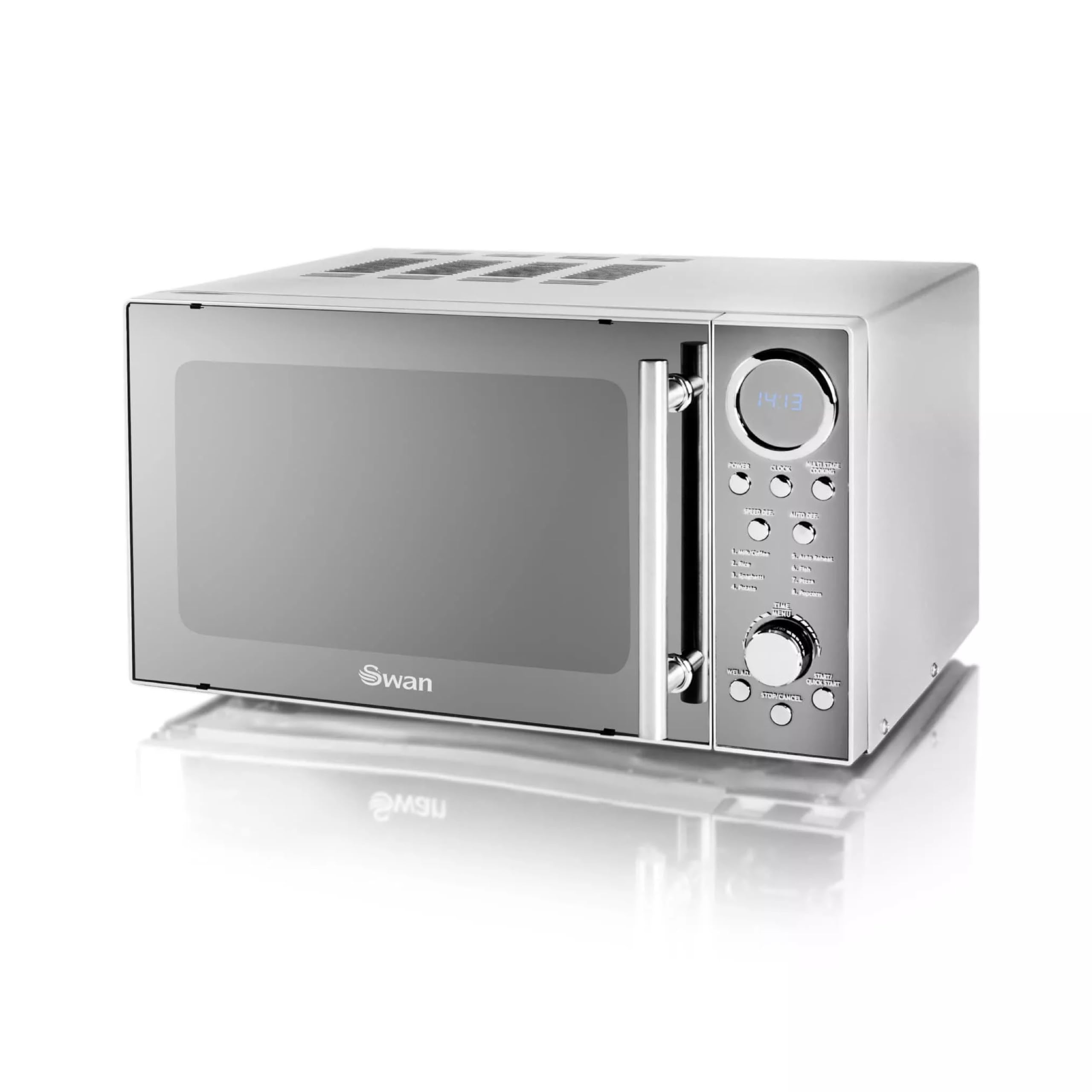 Swan Digital Solo Microwave with 10 Power Levels, 800 Watt, 20 Litre, Silver, SM3080LN