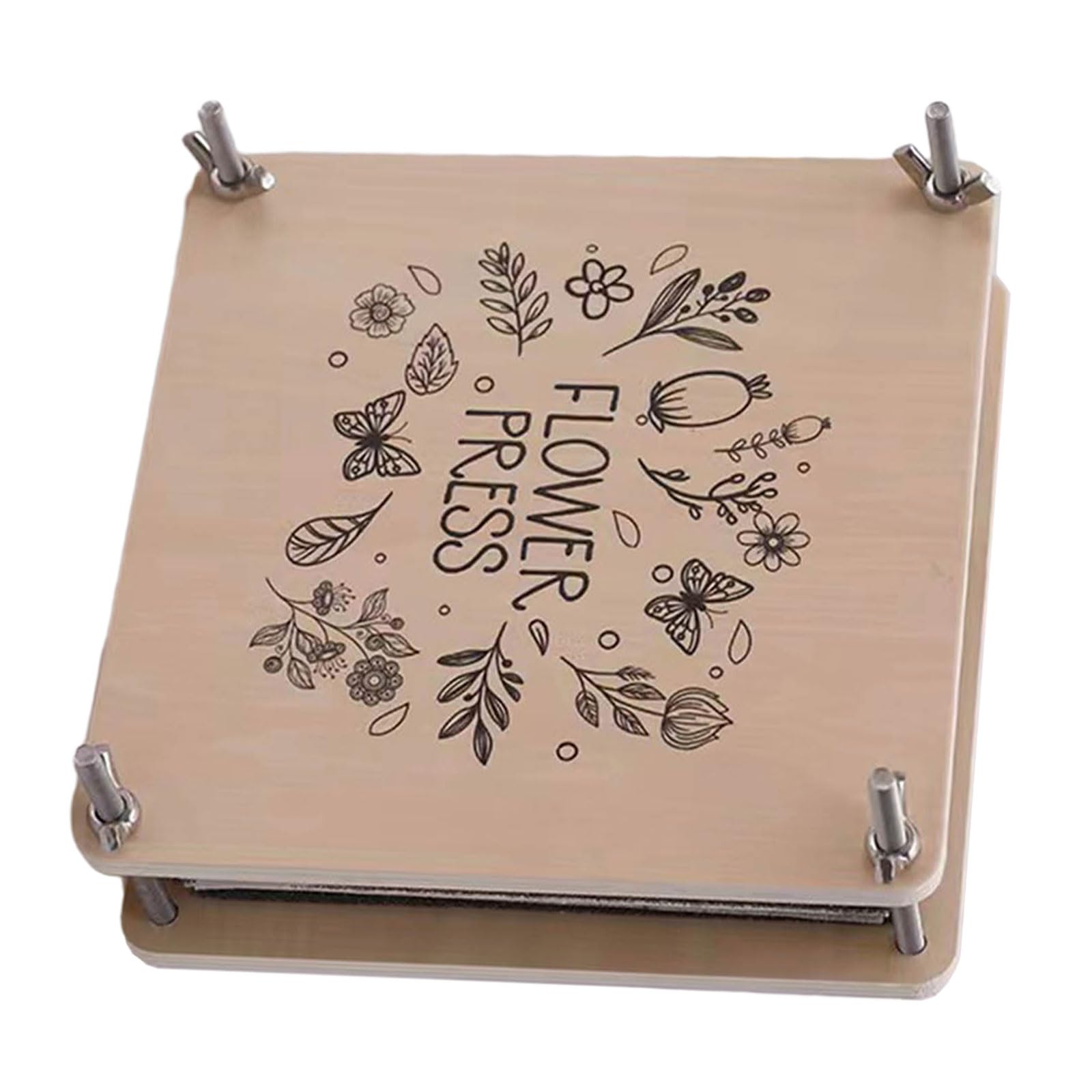 BOGEEL Pressa per fiori in legno per adulti e bambini, kit di stampa per fiori piccoli, stampa per foglie e piante, 18 x 18 cm