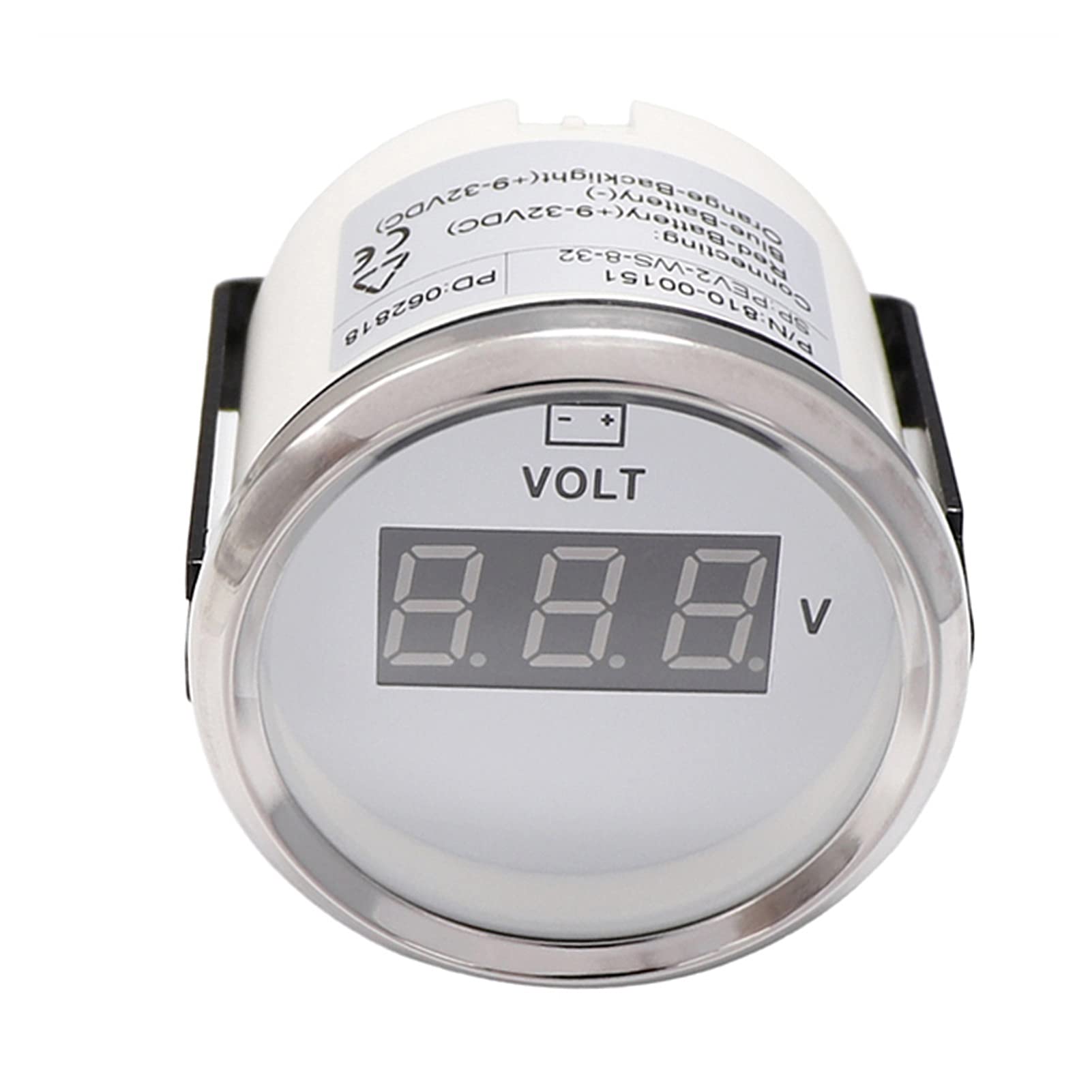 Instrumentación Voltímetro Digital Voltio Medidor de Voltaje Medidores de Voltaje 52 mm para camión de Barcos de Coche de Motocicleta ATV AMP Yate con retroiluminación roja 12-24V (Color : BN)