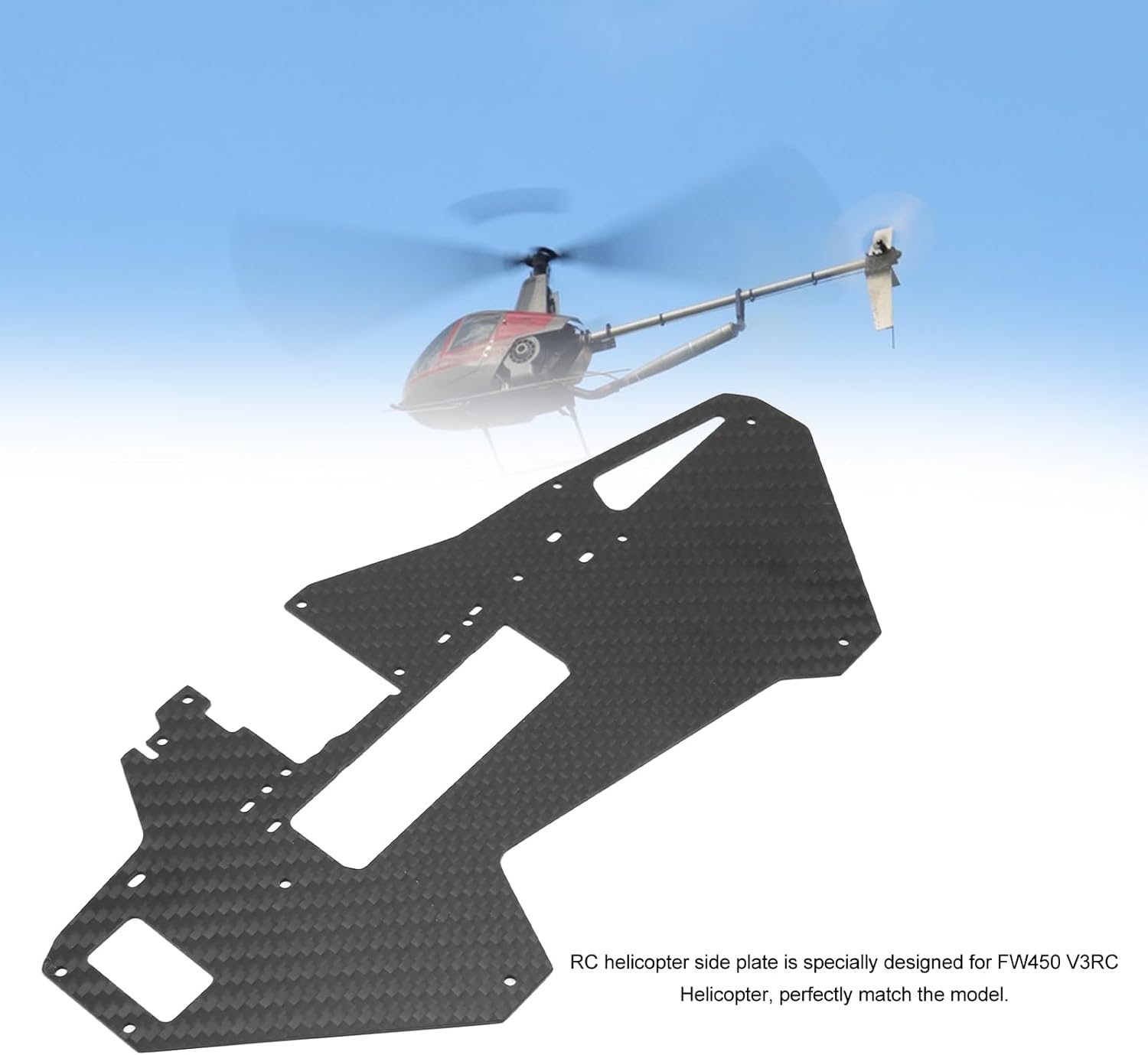 Carbon Fiber RC Side Plate, Waterproof Practical RC Helicopter Side Plate Replacement High Strength for Helicopter Accessories