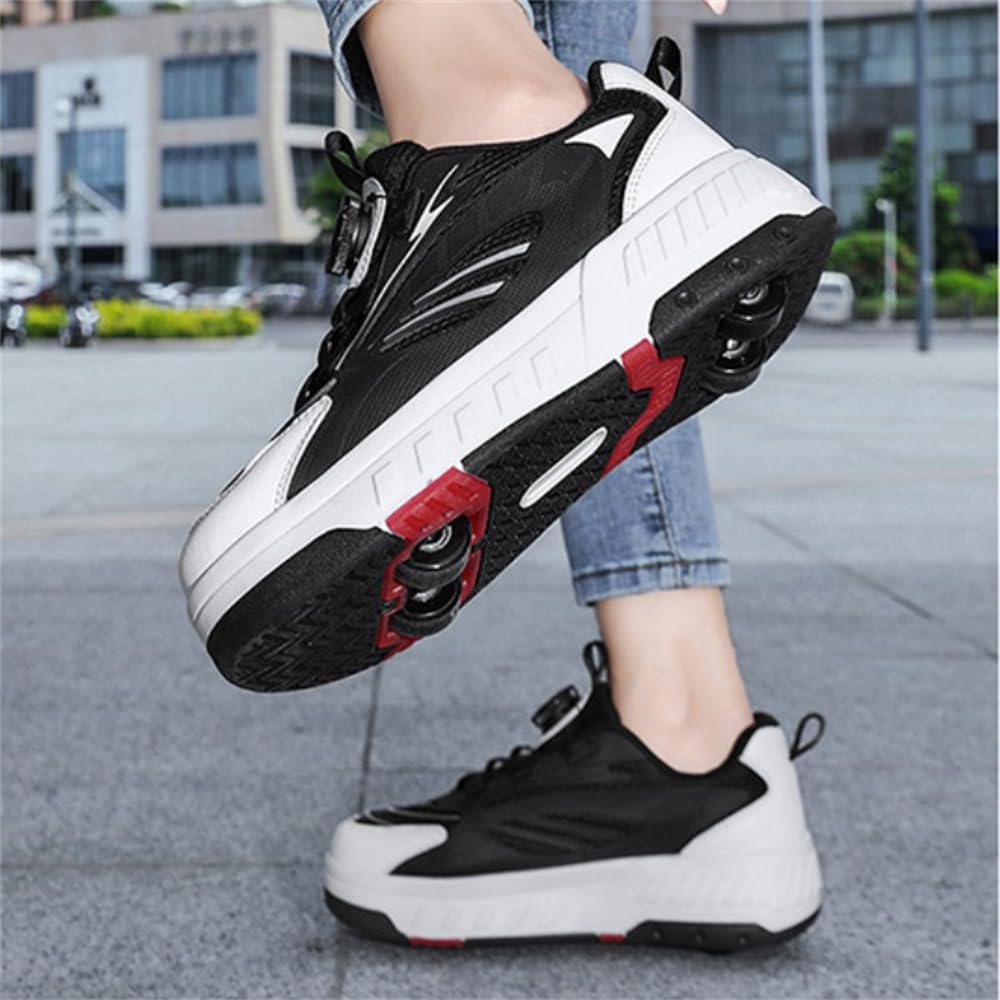 Mateju Zapatos con Ruedas para Niños y Niñas, Patines Multiusos con 4 Ruedas Retráctil, 2 en 1 Zapatillas de Skateboarding Simple Moda Zapatillas Deportivas al Aire Libre