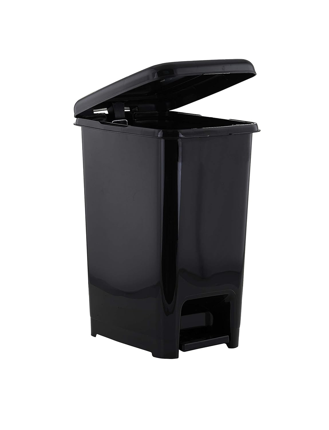 Superio Slim Plastic Trash Can with Foot Pedal 4 Gallon Step-On Garbage Can for Bathroom, Kitchen, Office & Dorm Room Black 1 4 Gallon
