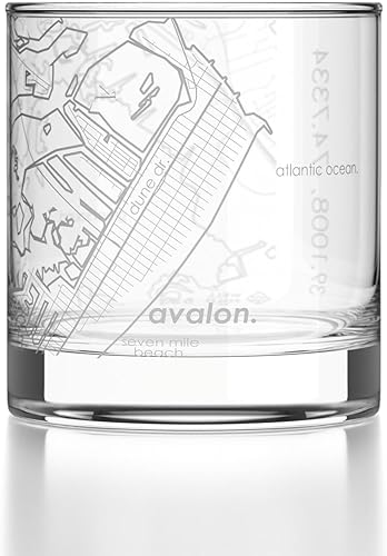 Miniatura 120 de Well Told Vaso de whisky grabado con mapa de Charleston, Carolina del Sur, vaso de rocas estilo antiguo (11 oz, transparente), vaso de whisky