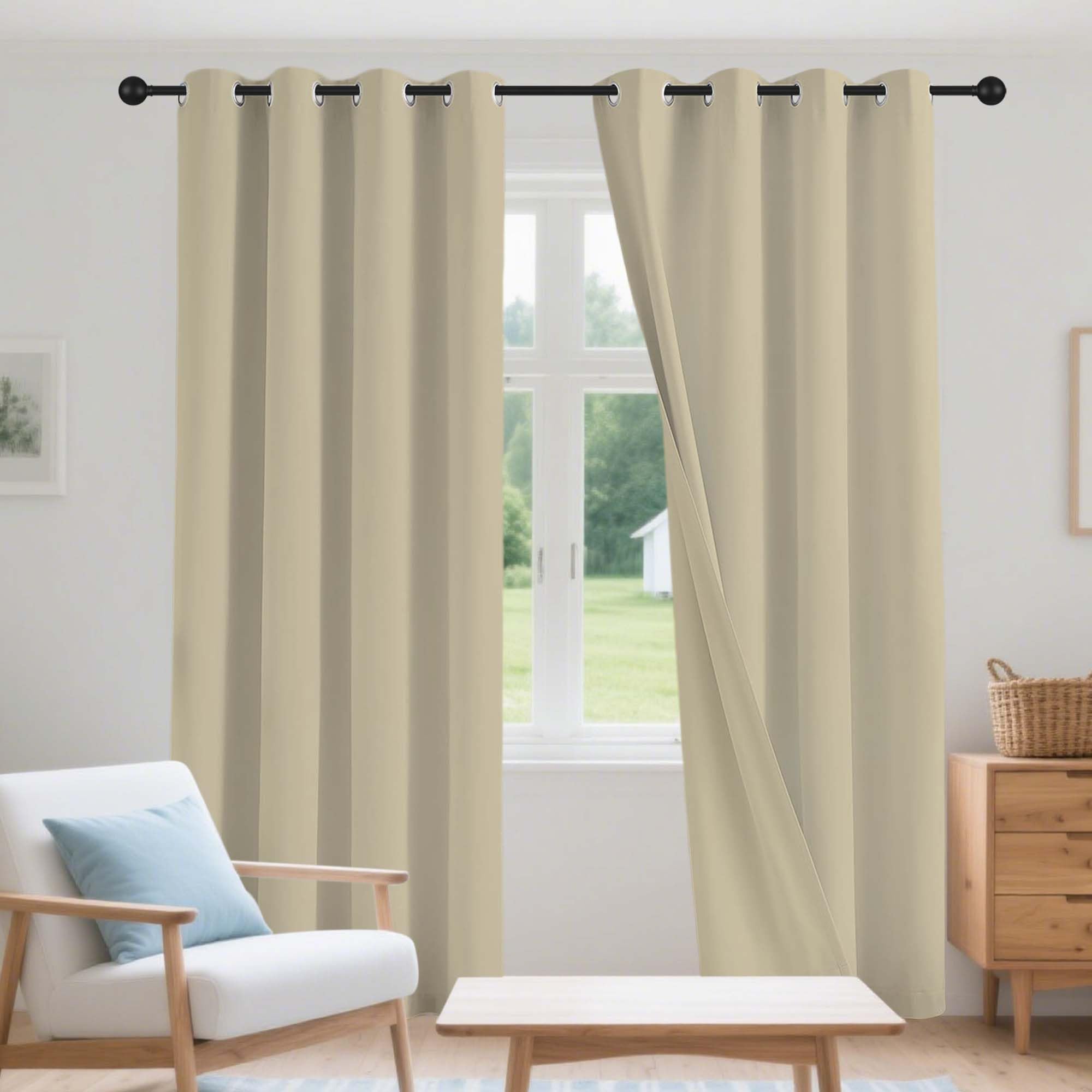 Rideau occultant creme 250x130 protection vie privee thermique