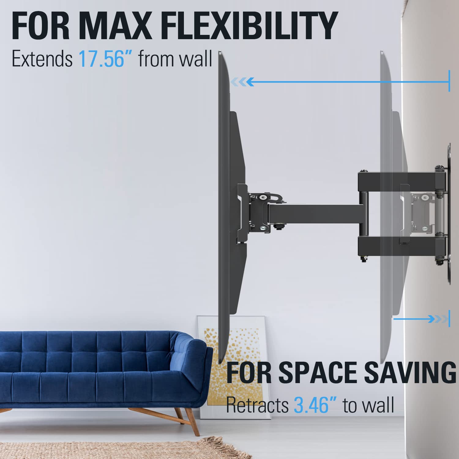 Mounting Dream TV Mount Bracket Full Motion TV Wall Mounts for 26-55 Inch LED LCD Plasma Flat Screen TV, Wall Mount with Swivel Articulating Dual Arms TV Bracket up to VESA 400x400mm 99 LBS MD2379