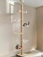 Veehoo Adjustable Floor-to-Ceiling Cat Tree (106-123") - Sturdy 4.3" Thick Posts, Multi-Level Tower with Capsules for Indoor Cats
