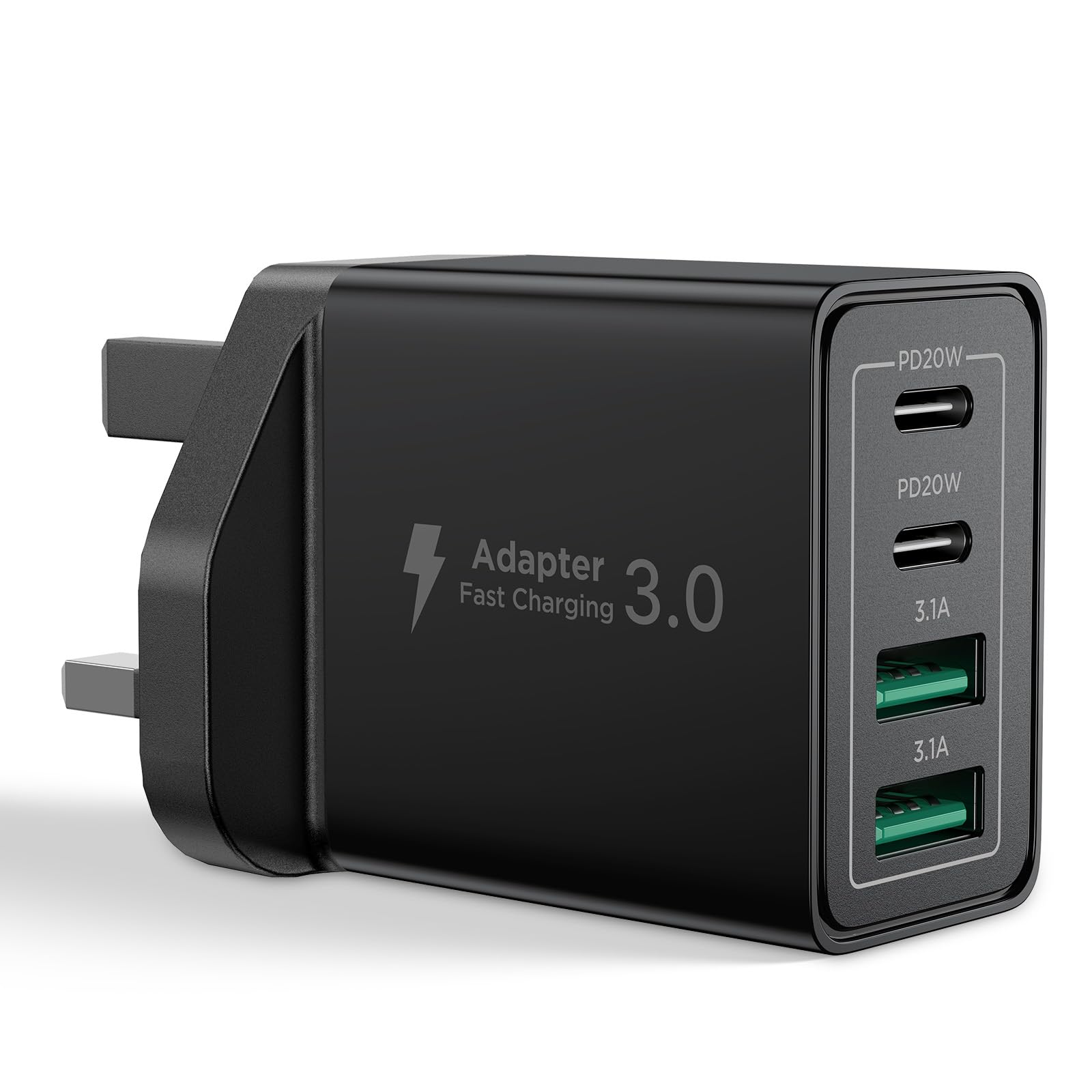USB C Plug Fast Charge, 40W 4-Port Multi USB Charger Plug UK Dual Port PD Power Adapter +QC Wall plug Multiport Mains Type C Charging Plug for iPhone 17 16 15 14 13 12 11 Pro Max XS XR 8, Samsung, Pad — view 9
