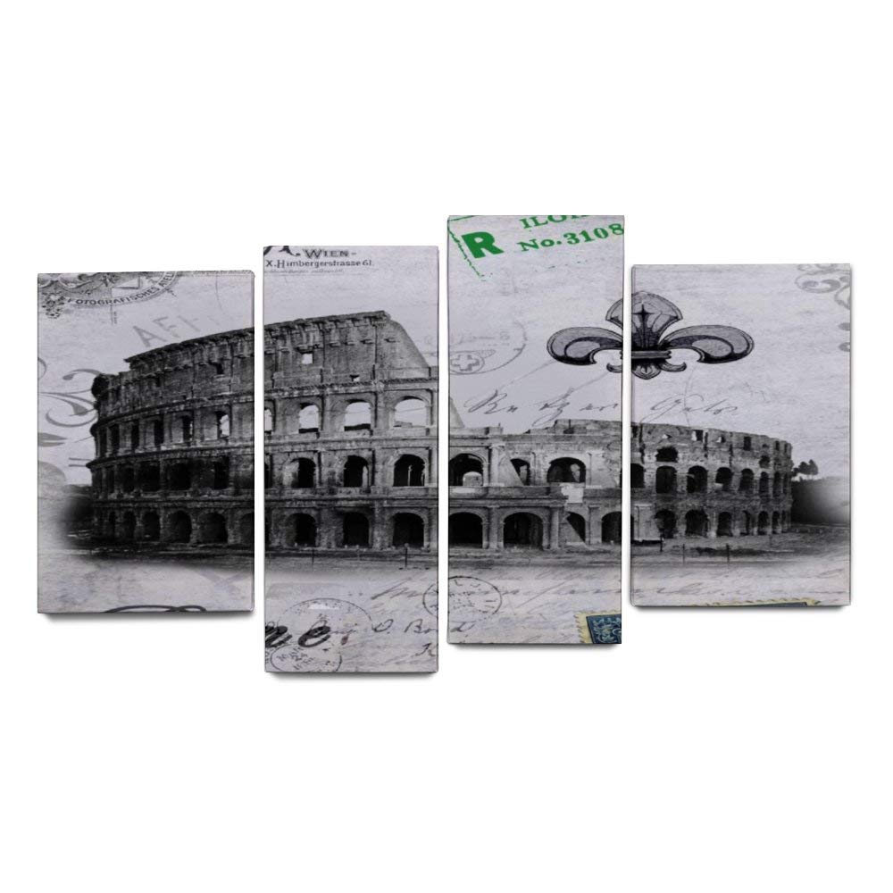 YATELI girls Ready to Hang for Living Room Home Office Decor Ancient Italy Rome Arena Wall Decor 4 Panels Canvas Prints Giclee