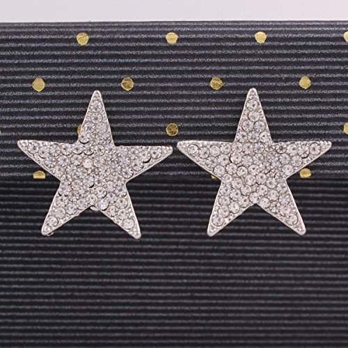 Nice Honey Five-pointed Star Shape Fine Full Rhinestone Fashion Silver/Gold Clip Earrings3