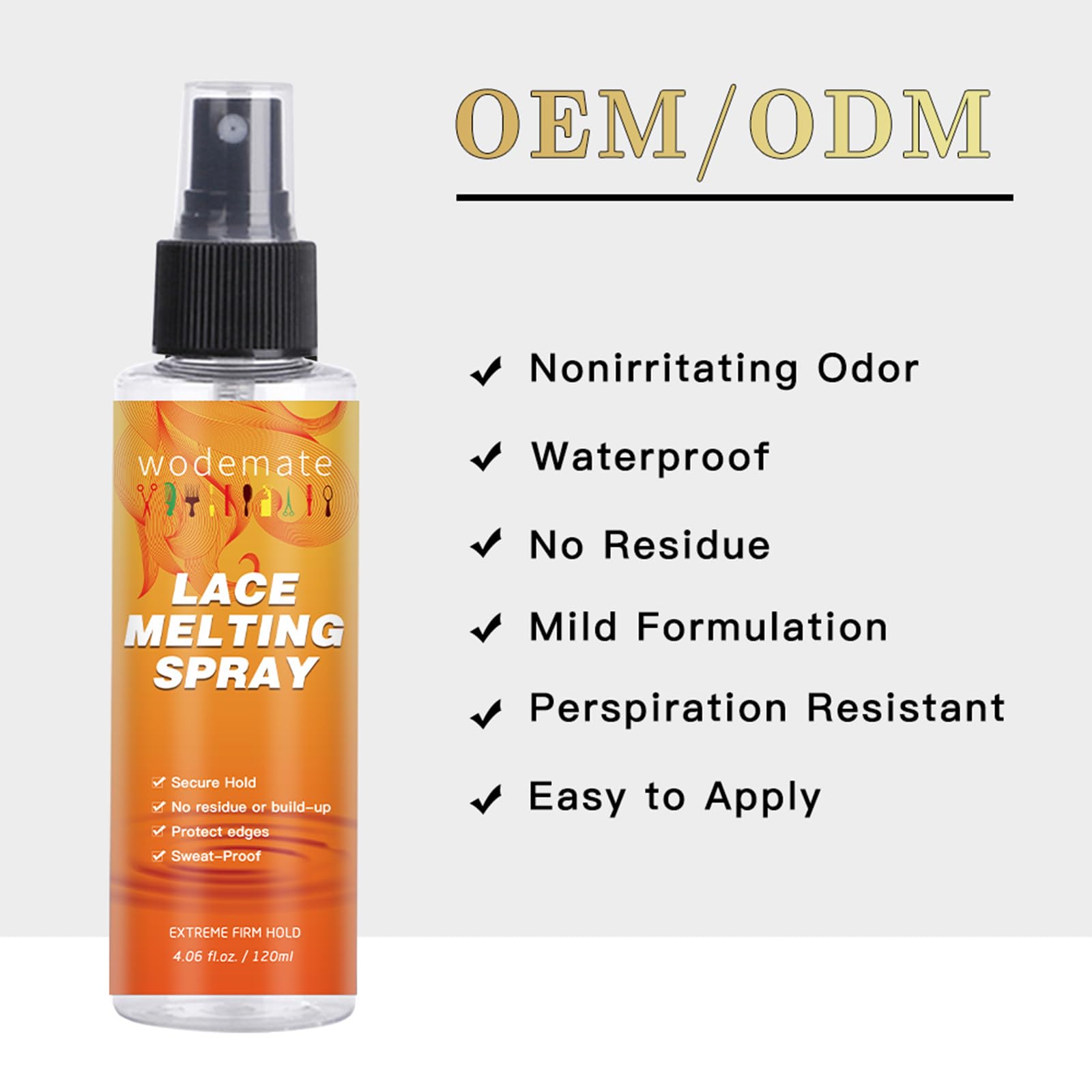 Dentelle fusion Spray pour perruques 120ml, Lace Melting Spray Fondant Pour Perruques - adhésif de cheveux pour perruques, maintien extrême, aucun résidu