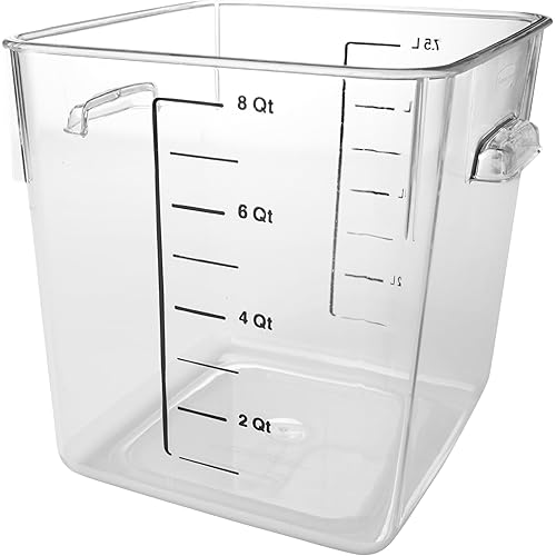Rubbermaid Commercial Products Space Saving Square Food Storage Container 8 Quart Clear for Kitchen/Sous Vide/Meal Prep