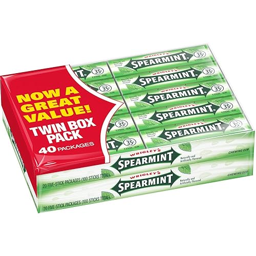 Wrigley's Menta verde, paquete a granel de chicles, 5 palitos (paquete de 40)