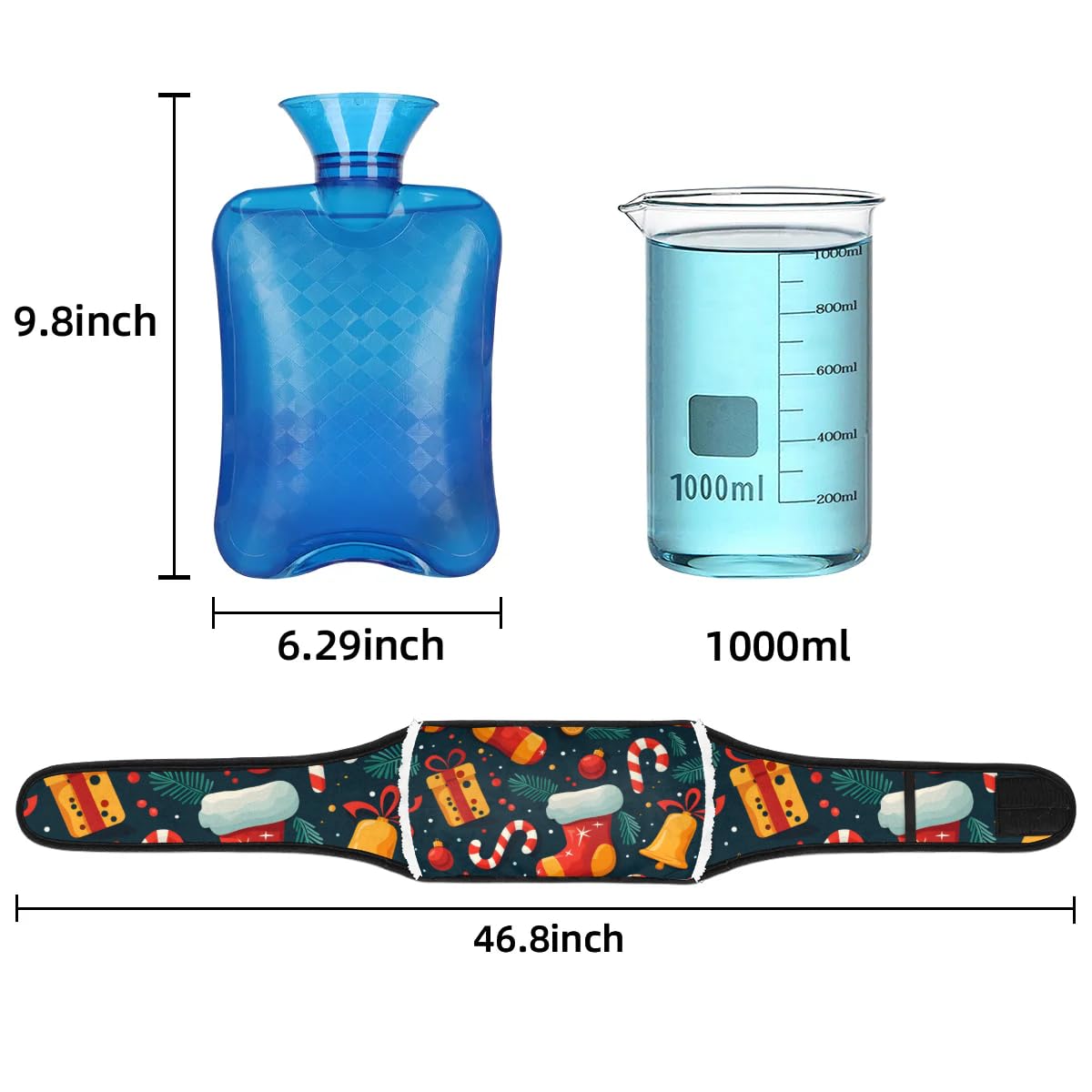 Hot Water Bag with Waist Cover Bell Candy Socks Warm Hot Water Bottle Belt Plush Double Hand Insert Wearable Water Bag Detachable Hot Bottle Pouch for Neck Shoulder Pain Relief