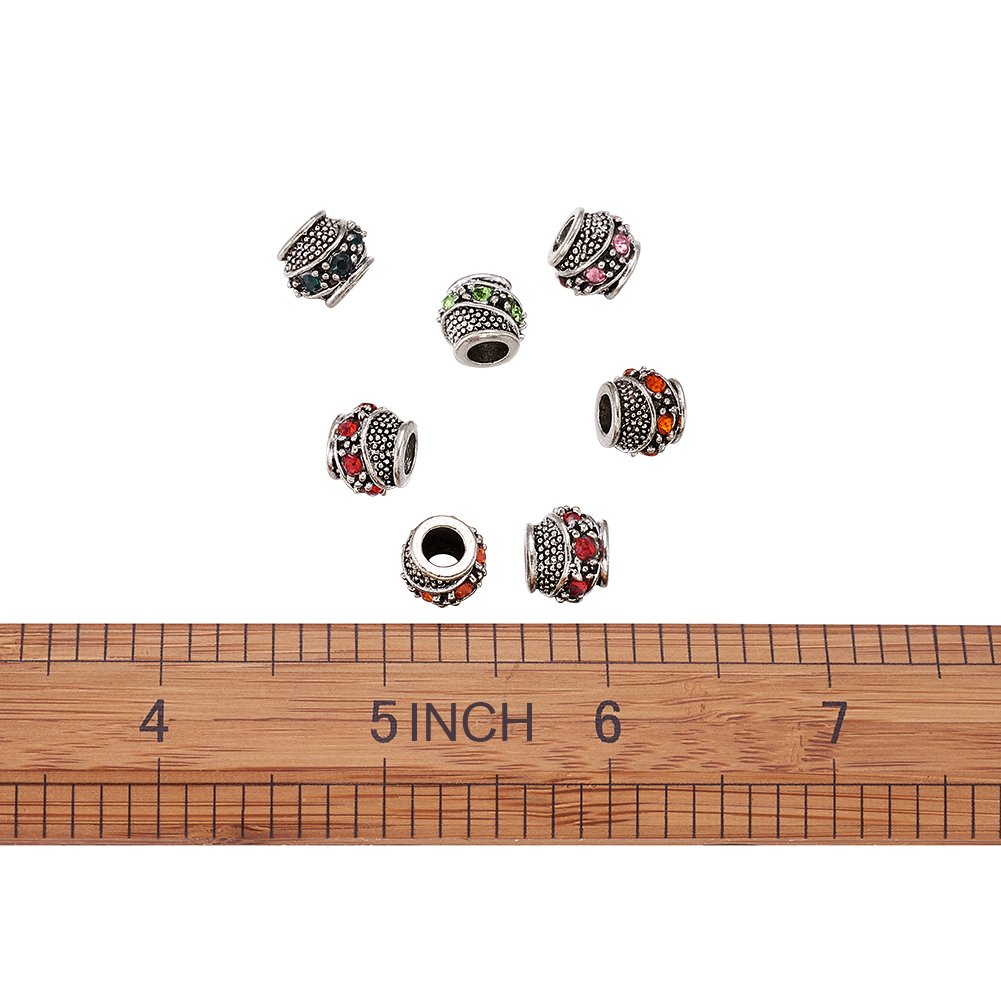 PandaHall 50 Perline In Lega Con Strass - Rondelle Con Foro Grande 5mm - Per Bracciali Snake E Catene Europee - 2