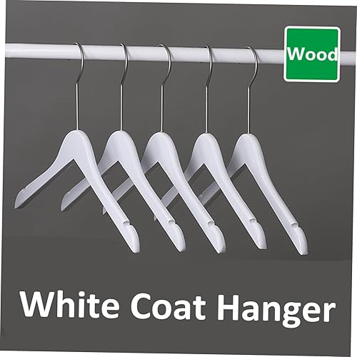 Miniatura 5 de Alipis 8pcs Portable Clothes Drying Rack White Wooden Hangers Pants Hangers Coat Hangers Non Suits Hangers Wardrobe Hanger Wood Hangers Clothes
