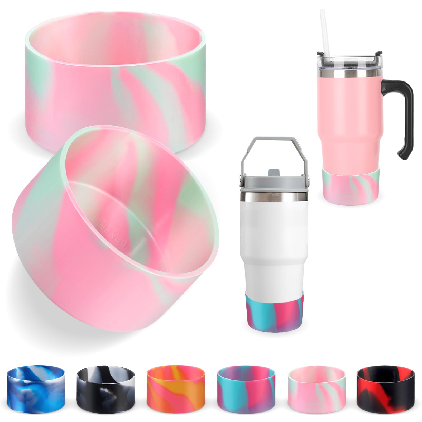 MOORIIY 2 Pcs Cup Boot for Stanley, Stanley Cup Accessories Bottom Protector, Silicone Tumbler Boot for Stanley Quencher Adventure 30 oz 40 oz, Bottom Boot for Stanley IceFlow Flip 30 oz 20 oz