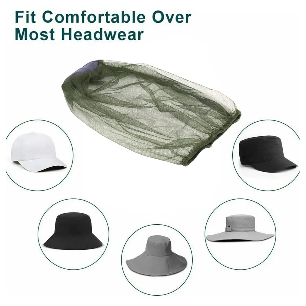 Sombrero con Mosquitera,Red para Moscas para la Cara, Mosquitera de Cabeza Cubierta Malla Red de Cabeza Protección Facial Equipo de Pesca al Aire Libre