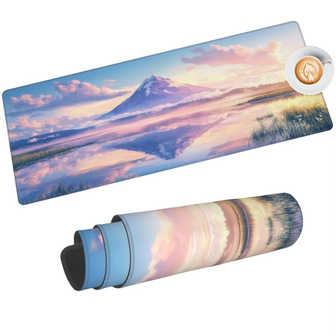 Krajobrazowa podkładka pod mysz 150 x 80 cm, duża podkładka pod mysz, podkładka na biurko, wodoodporny uchwyt Fuji podkładka pod mysz XXL, gamingowa podkładka pod mysz z antypoślizgową gumową