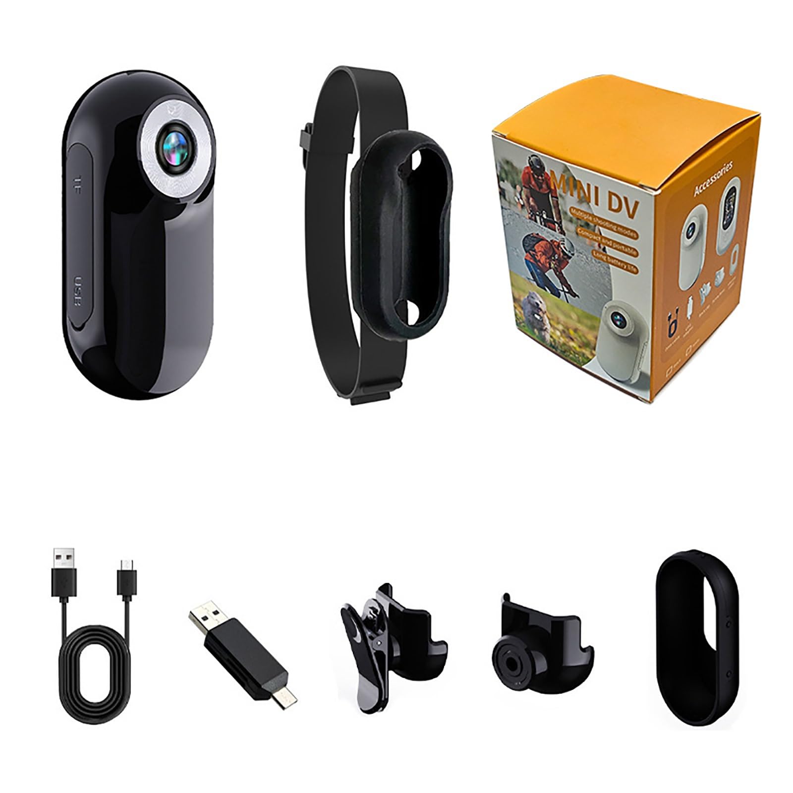 Sohodoo Action Camera 1080P – Tiny Wide Angle Lens, Built-in Battery, Magnetic Lanyard & Back Clip, Waterproof Case(White)