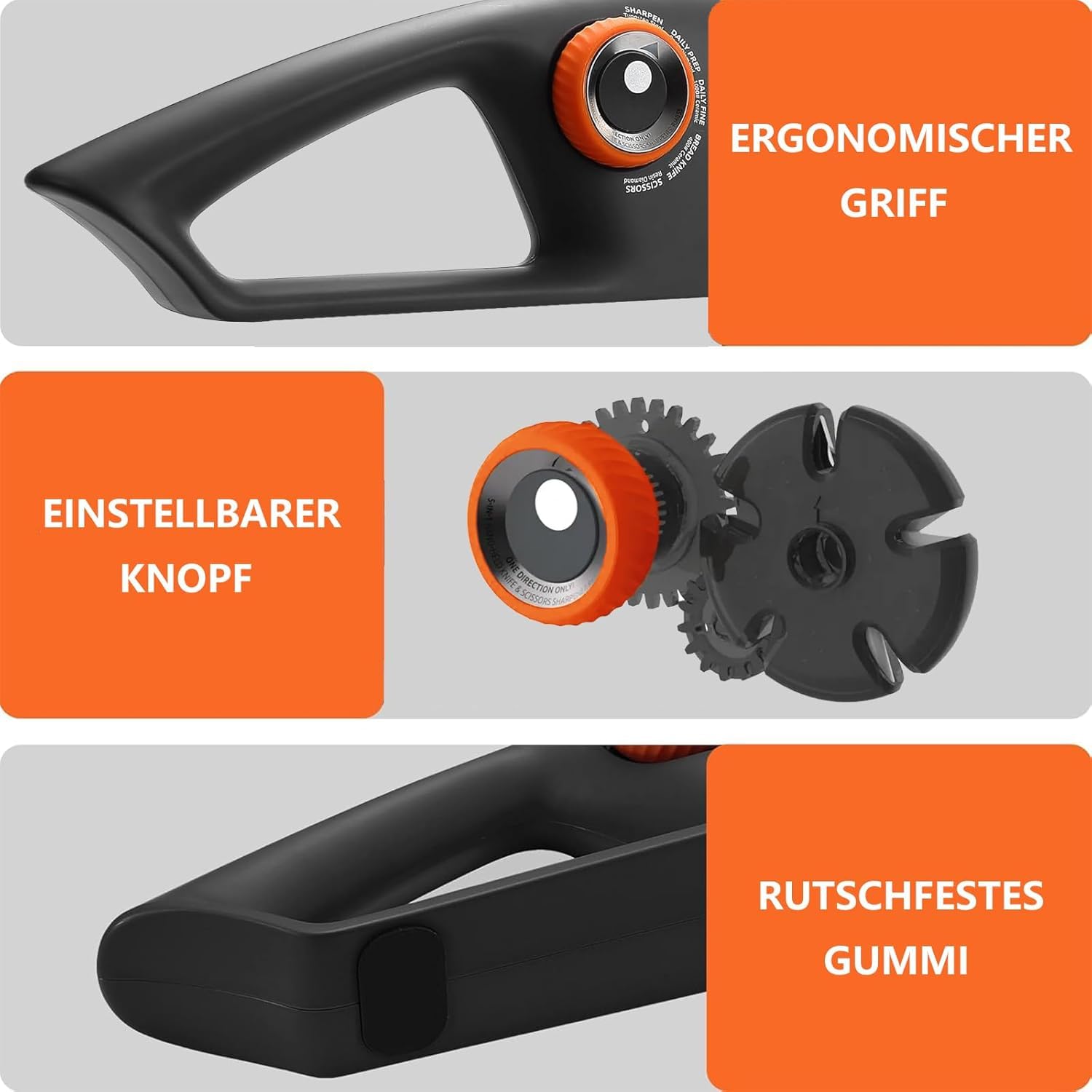 Messerschärfer, 5-in-1 Messerschleifer, Messerschärfer Profi mit ergonomischem Griff, Messer schleifer mit rutschfestem Gummi, Perfekt für Küchenprofis, Hobbyköche und Outdoor-Fans
