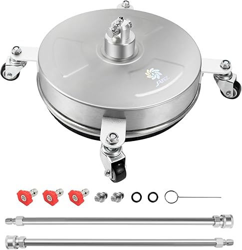 janz - Limpiador de superficies de lavadora a presión de 14 pulgadas con 4 ruedas, carcasa de acero inoxidable, conector rápido de 1/4 pulgada, 2