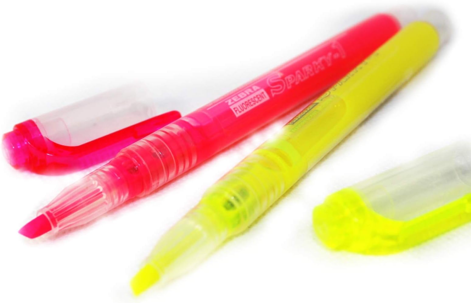 Zebra Sparky-1 Highlighter Marker Pens - Chisel Tip - Pink & Yellow - Pack of 2