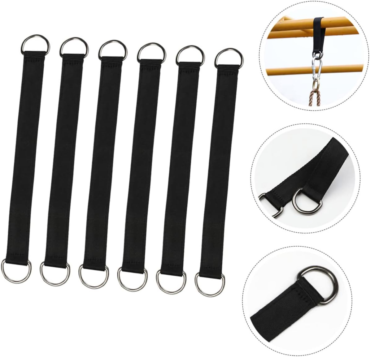 6Pcs Heavy Duty Swing Straps with Rings Outdoor Hammock Tree Hanging for Camping Hiking and Picnics Durable and Practical Swing Accessories