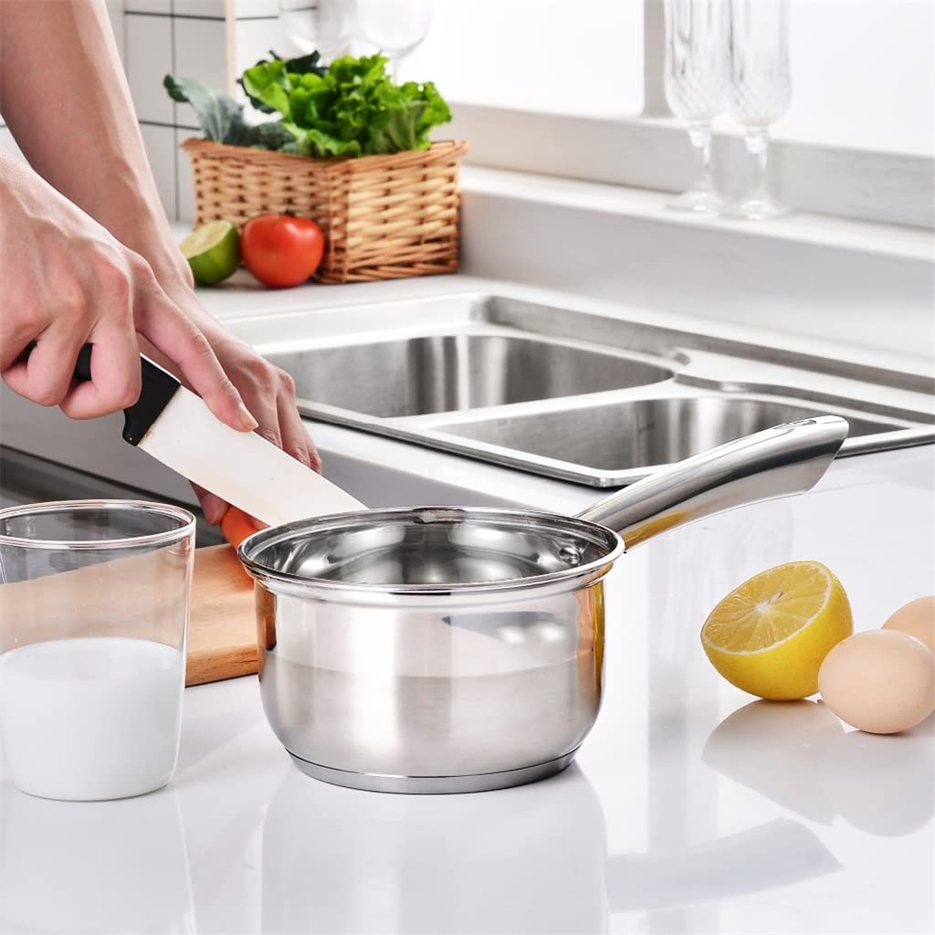 Kochtopf, Kochgeschirr-Set Edelstahl 7-teilig Küche Kochtopf & Pfanne Set, Stielkasserolle, Schmortopf, Dampfgarer, Bratpfanne mit Glasdeckel