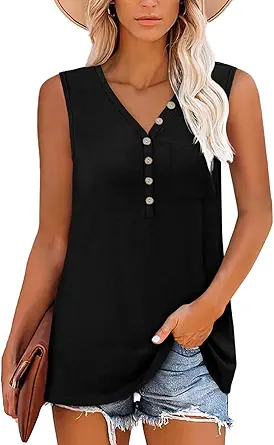 KISSMODA Womens Boho Tops for Summer Sleeveless Tanks Loose Fit Casual Blouse Daily Shirts for Leggings (S-3XL)