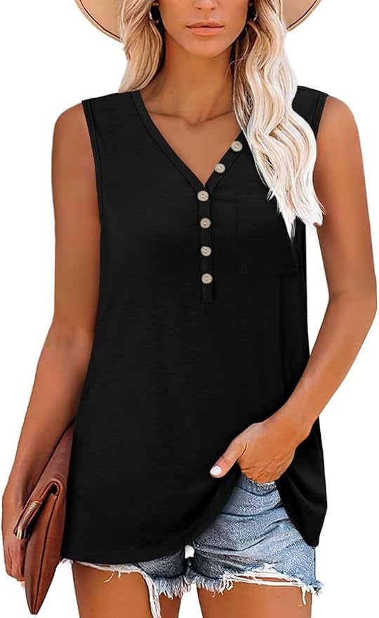 KISSMODA Womens Boho Tops for Summer Sleeveless Tanks Loose Fit Casual Blouse Daily Shirts for Leggings (S-3XL)