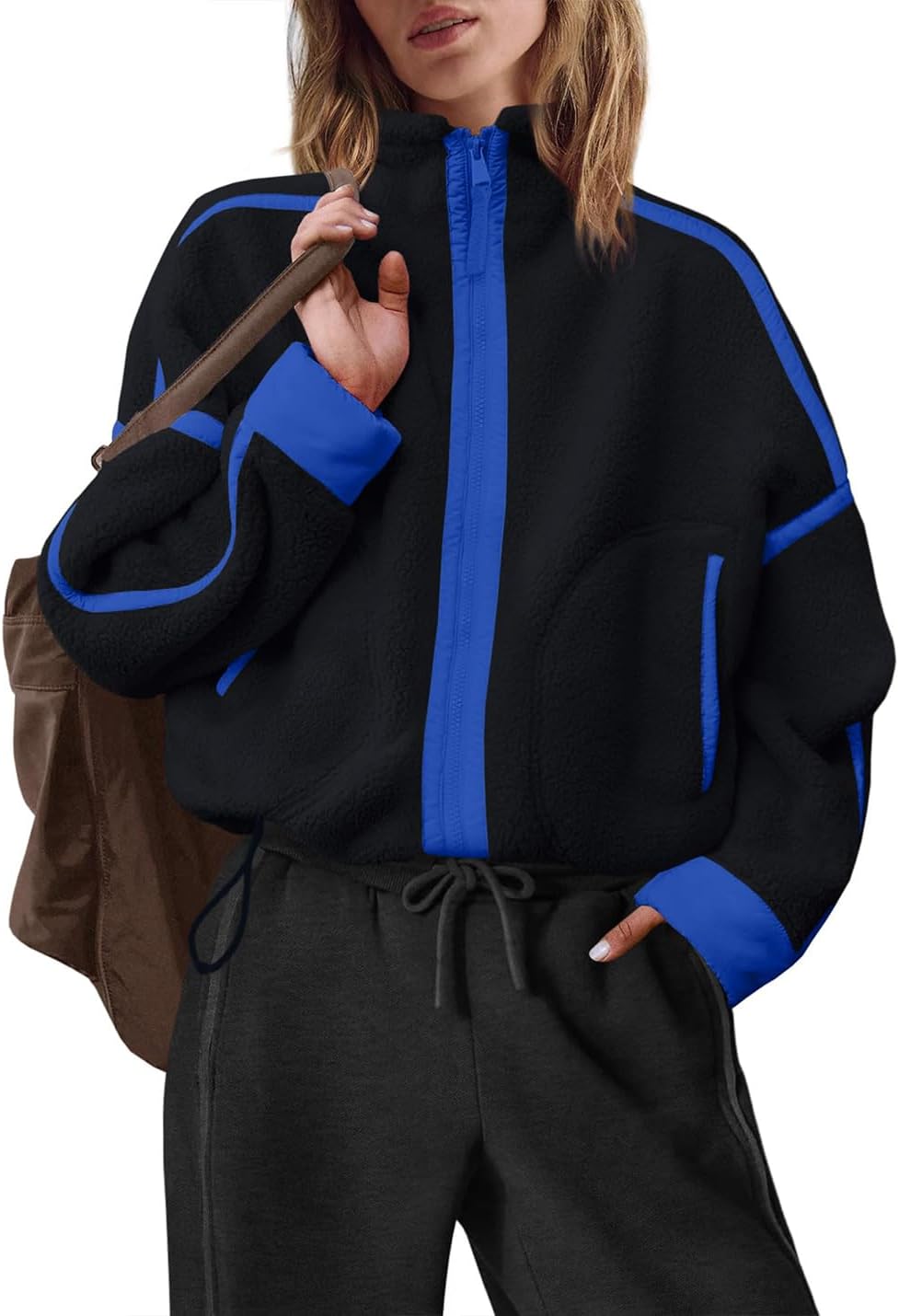 Aisongyuan Womens Sherpa Fleece Jacket Zip Up Fuzzy Casual Oversized sweatshirts with Pockets Fall Winter Cozy Outerwear - Image 3