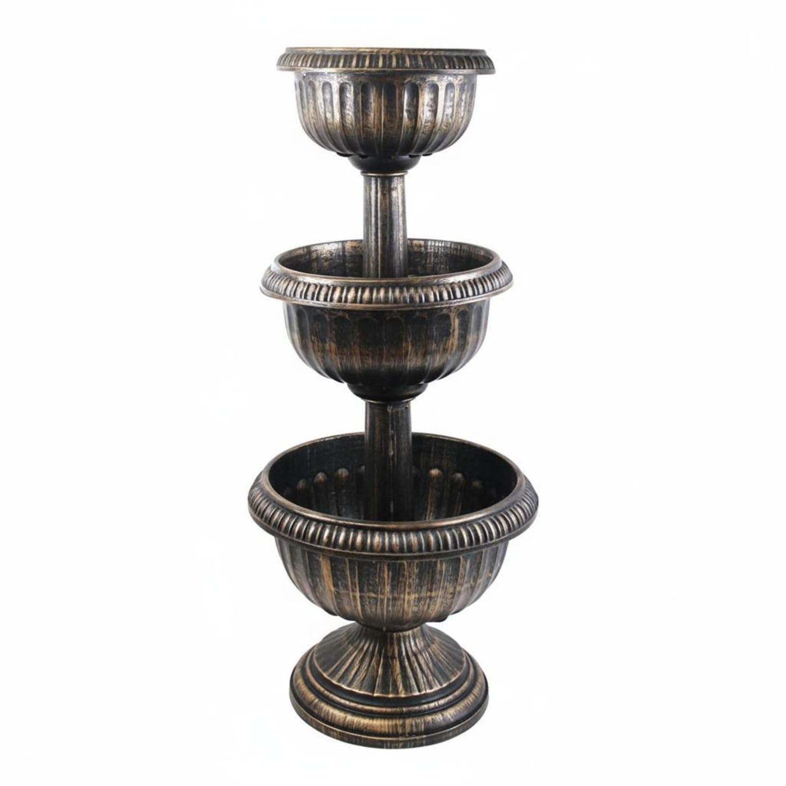 predolo Pot de Fleurs Lumineux Solaire Jardinière à Étages Solaire Peu Encombrant Support pour Plantes à Plusieurs Niveaux pour Patio, 3-Couches