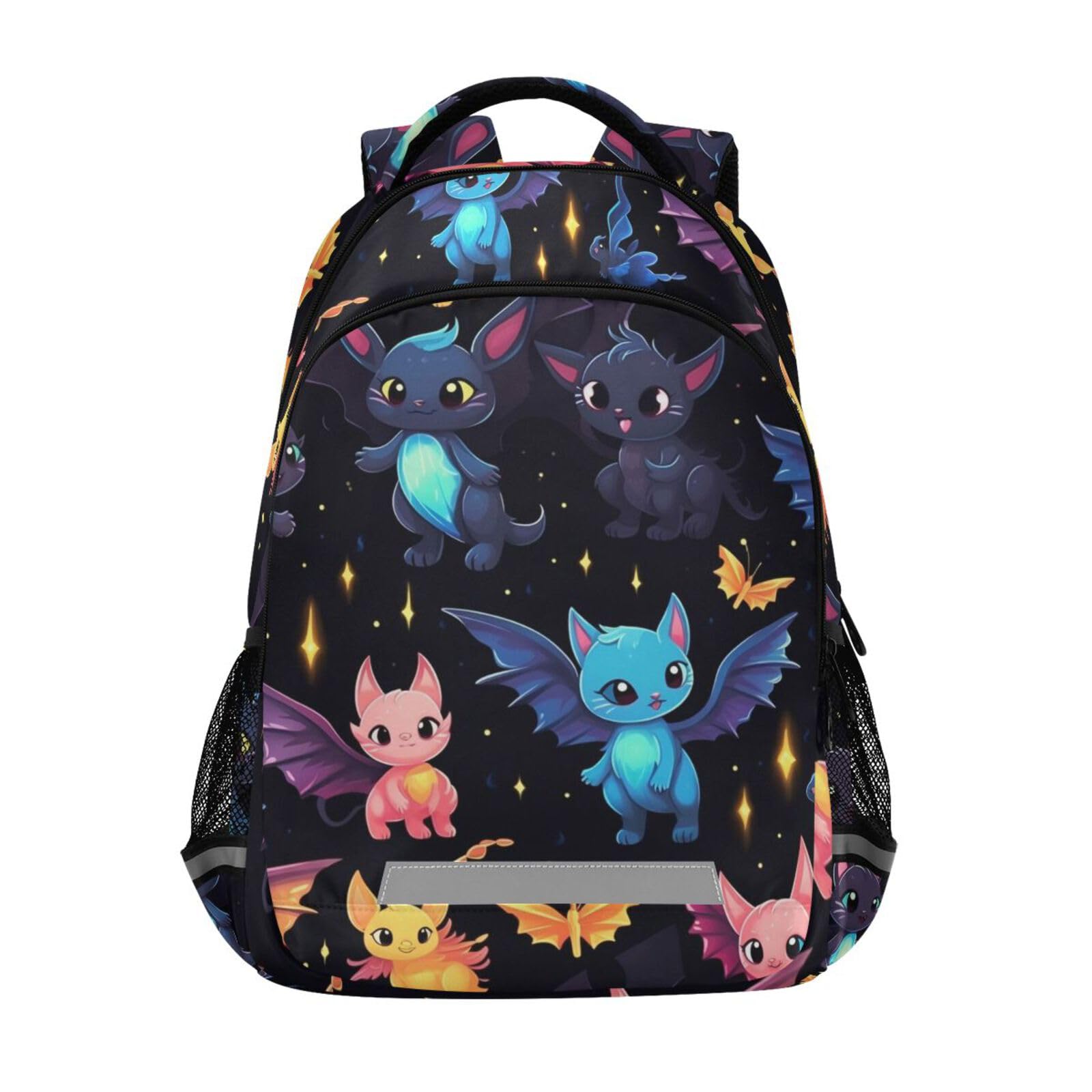 Cat Backpack for Students Boys Girls Blue Pink Cat Bat School Bag Travel Daypack Rucksack